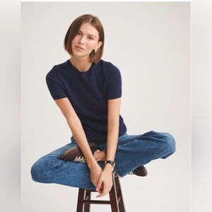 Jones New York 100% Cashmere Short Sleeve Sweater Size Small Classic Knit